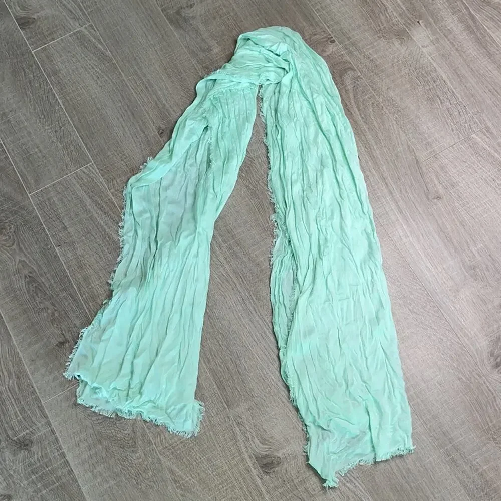 NWT NORDSTROM RACK Teal Mint Fringe Edge Scarf